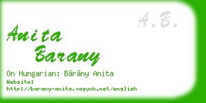 anita barany business card